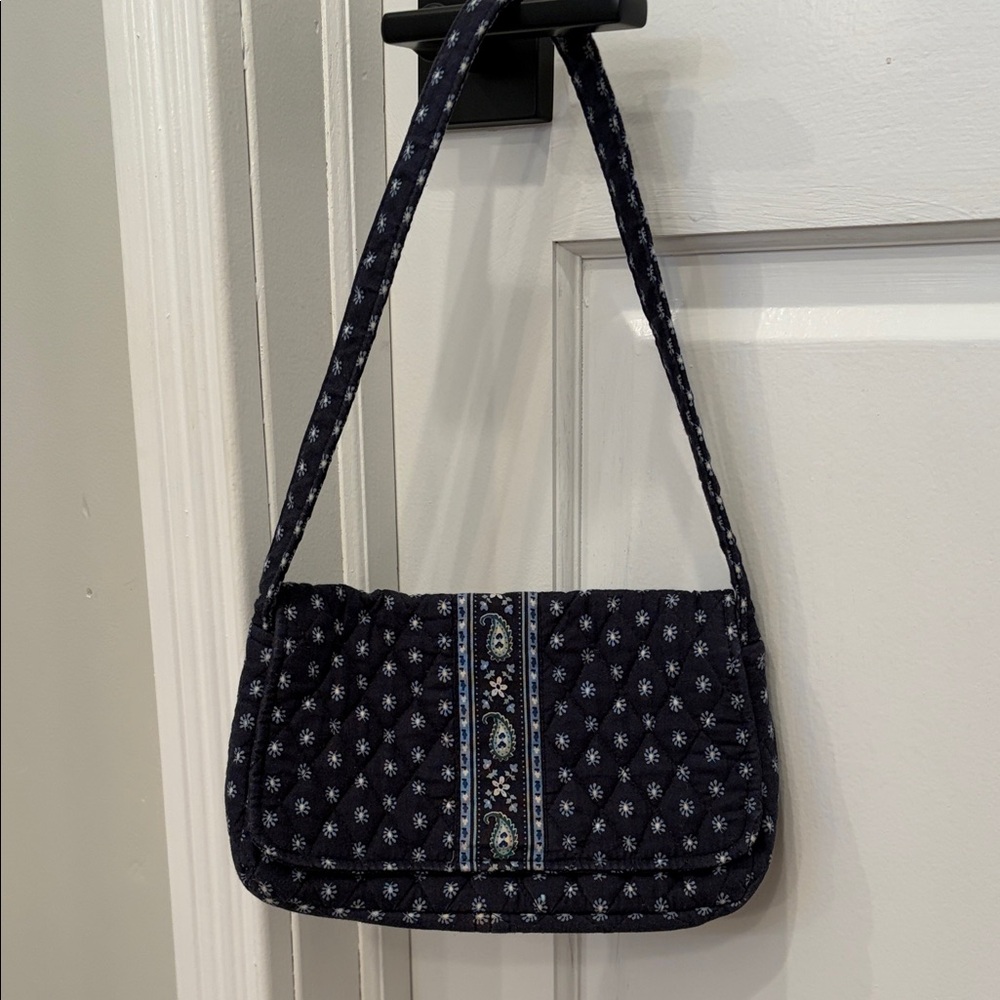 Vintage Vera Bradley Quilted Navy Floral Demi Style Shoulder Bag